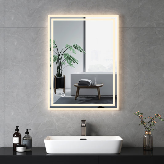 EMKE Badspiegel "LeeMi Ω Pro" 60*80cm mit LED Beleuchtung und Touch Schalter(Schlaue 3-in-1-Touch.)