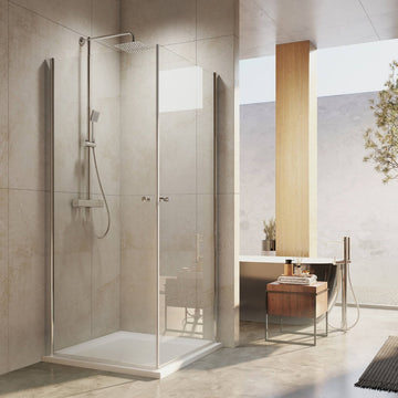 Duschkabine mit zwei Schwingtüren für Eckeinbau, 185 cm hoch