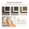 LED-Badezimmerspiegel mit schwarzem Rahmen, Uhr, Temperaturanzeige & Anti-Beschlagfunktion
