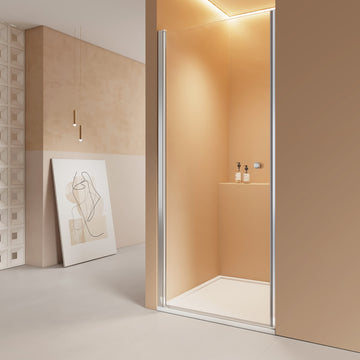 185 cm hohe Duschkabine mit nach außen öffnender Schwingtür aus gehärtetem Glas