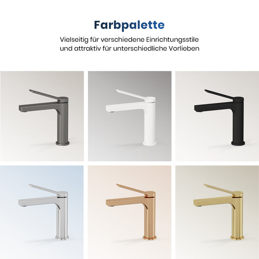 Waschtischarmatur mit abgewinkeltem Griff und wassersparender Funktion