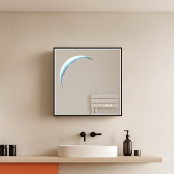 LED‑Badezimmerspiegel mit Anti‑Beschlag & dimmbarer Beleuchtung, schwarzer Rahmen