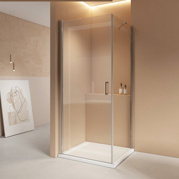 Eck-Duschkabine mit Schwingtür – 195 cm Höhe, ergonomischer Rundgriff