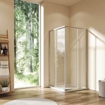 Eck-Duschkabine mit Doppelschiebetür und 5 mm ESG-Sicherheitsglas
