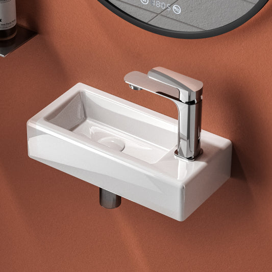 Kompaktes Handwaschbecken mit pflegeleichter Oberfläche & 1 Hahnloch – zur Wandmontage