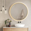 EMKE OLM09 LED-Badezimmerspiegel rund mit Uhr, Anti-Beschlag, neutrales Licht (4300K), dimmbar, Ø60/70/80 cm