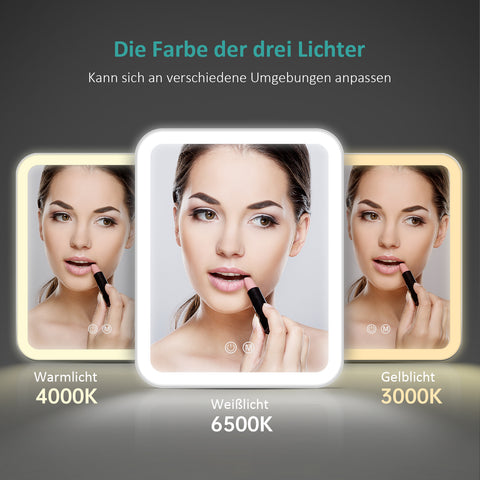 EMKE CM03 Kosmetikspiegel mit Licht, wiederaufladbar, 3X-fache Vergrößerung, 180° drehbar, Touch-Schalter