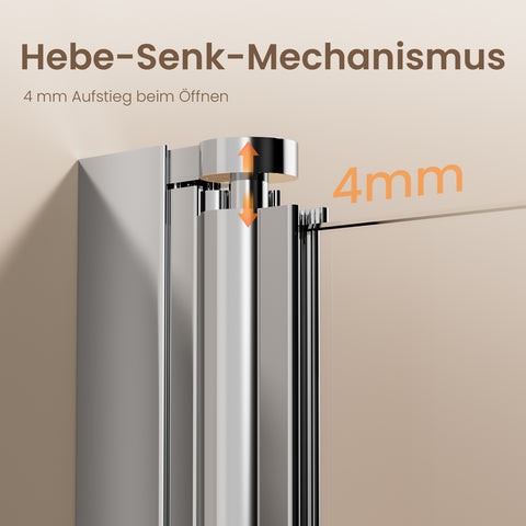 EMKE Eck-Duschkabine (mit Drehfalttür und Seitenwand)
