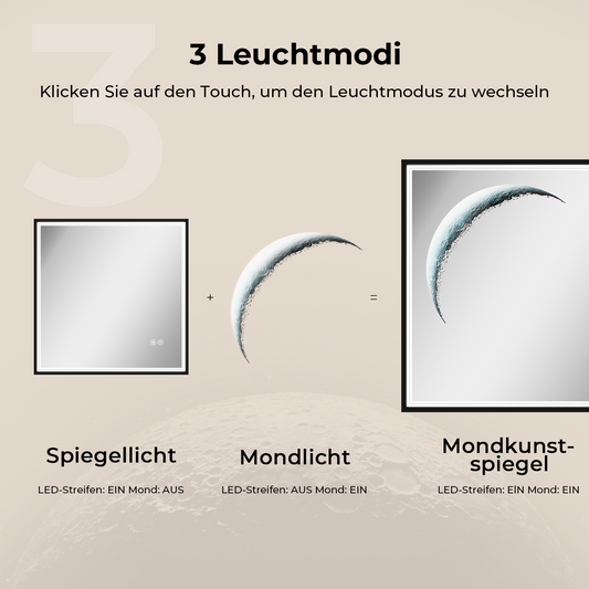 LED‑Badezimmerspiegel mit Anti‑Beschlag & dimmbarer Beleuchtung, schwarzer Rahmen