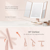EMKE CM03 Kosmetikspiegel mit Licht, wiederaufladbar, 3 Lichtfarben, 2X/5X-fache Vergrößerung, 180° drehbar, Touch-Schalter, Memory-Funktion, rosa/weiß
