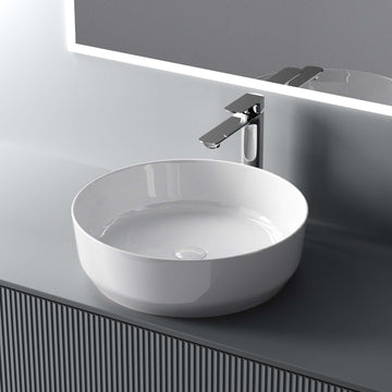 Rundes Keramik-Aufsatzwaschbecken mit elegantem Design für moderne Bäder