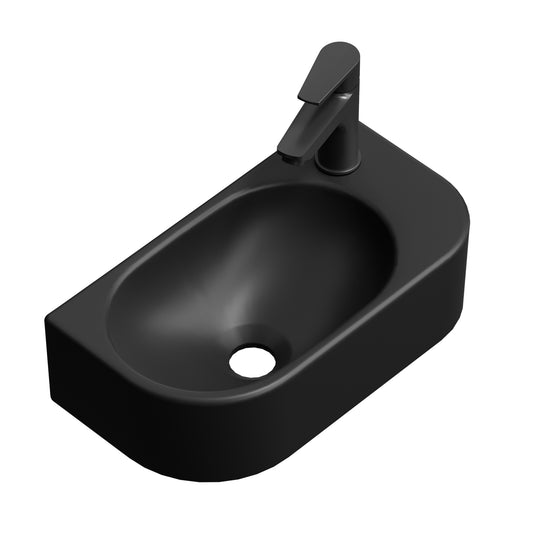 Keramik-Hängewaschbecken mit Armaturenbohrung, platzsparend & flexibel für kleine Bäder