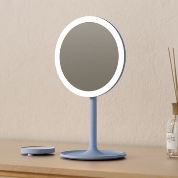 Kosmetikspiegel mit 3 Lichtfarben, 1X/3X-Vergrößerung & Akku – drehbar & mit Touch-Steuerung