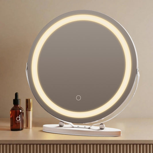 Runder LED-Schminkspiegel mit Touchsteuerung & dimmbarem Dreifachlicht