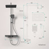 Duschsystem mit Thermostat, Kopf- & Handbrause sowie Glasablage