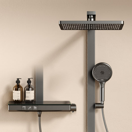 Duschsystem mit Thermostat, Glasablage & 3 Wasserfunktionen