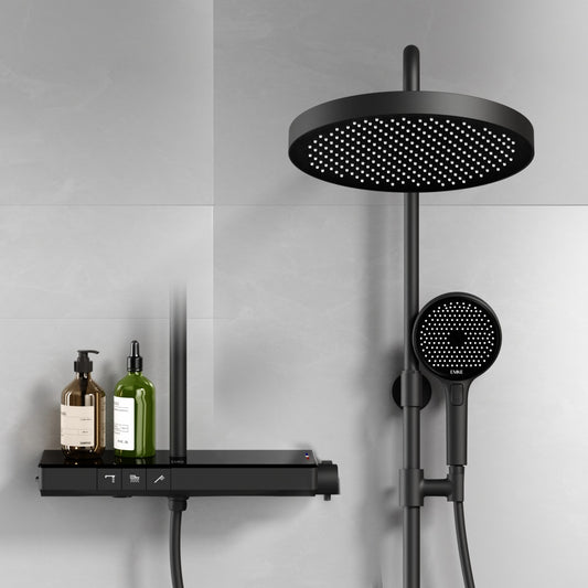Duschsystem mit Thermostat, 320 mm Kopfbrause & Ablage – mit Antikalk- & Luftblasenfunktion