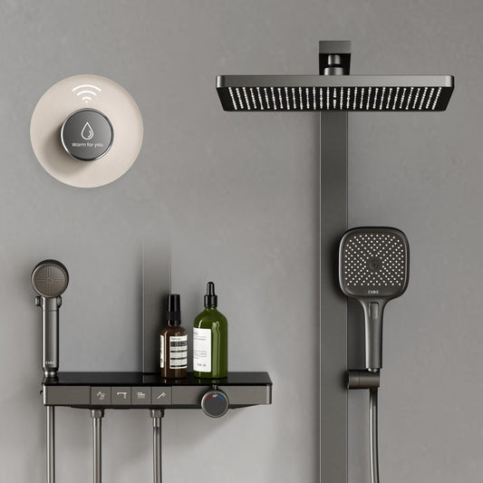 Duschsystem mit Thermostat, Kopfbrause & Handbrause – verstellbar & wassersparend