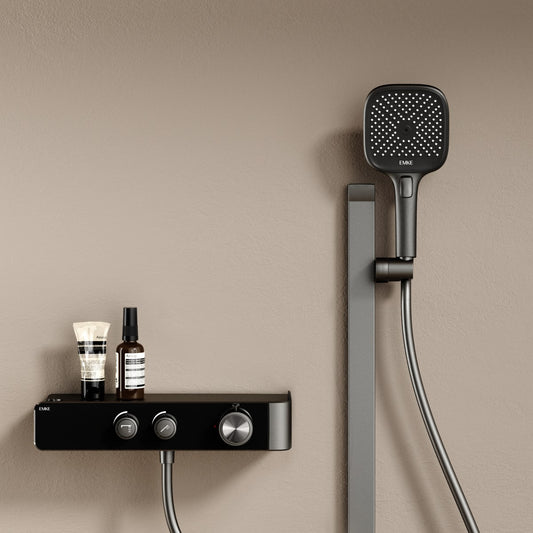 Duschsystem mit Thermostat, Handbrause mit 3 Strahlarten & Wannenumsteller