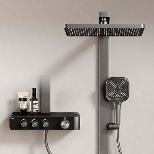 Duschsäule mit Thermostat, Regendusche & einstellbarem Wasserdurchfluss