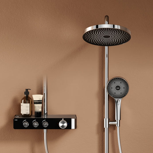 Duschsystem mit Thermostat, Regendusche & 3 Strahlarten