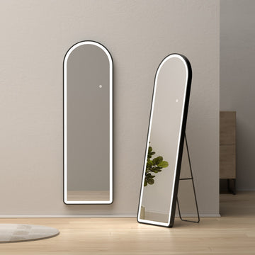 Ganzkörperspiegel mit LED-Beleuchtung & Aluminiumrahmen – dimmbar, 3 Lichtfarben, Stand- & Wandspiegel