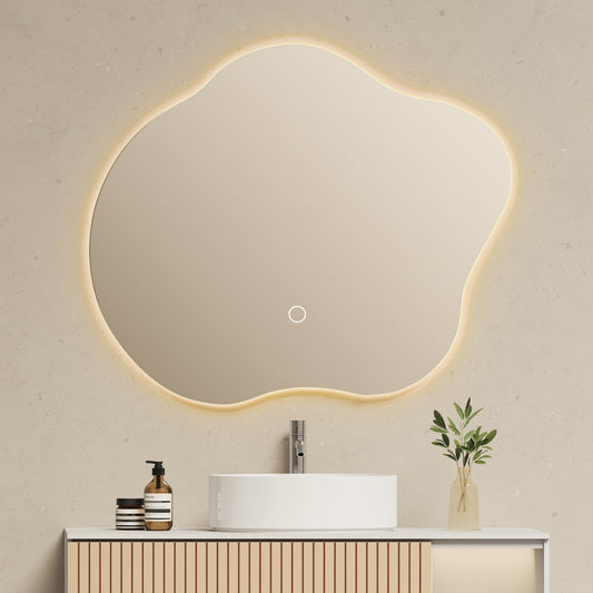 LED-Badezimmerspiegel mit Anti-Beschlag, Touch-Steuerung & 3 Lichtfarben, rahmenloses Design