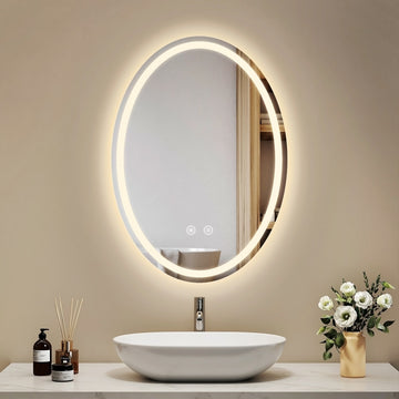 Ovaler LED-Badezimmerspiegel mit Antibeschlag und 3 Lichtfarben