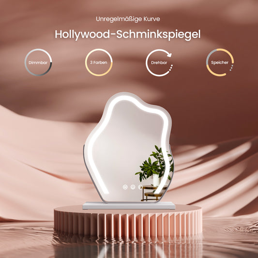 Drehbarer LED-Schminkspiegel mit 3 Lichtfarben