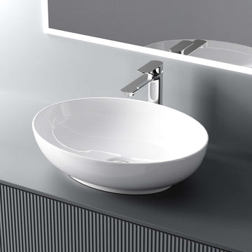 Ovales Keramik-Aufsatzwaschbecken mit glatter Oberfläche für moderne Bäder