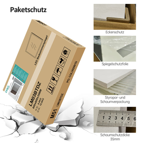 EMKE LM08 LED Badspiegel Paketschutz