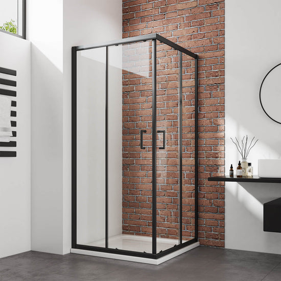 EMKE Schwarz Eckeinstieg Duschkabine