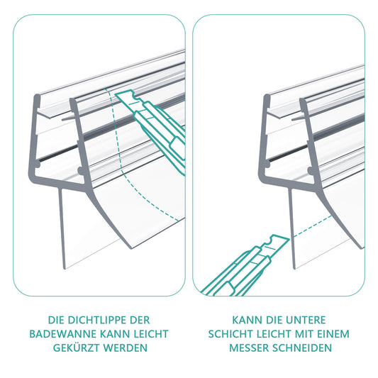 Duschdichtung für Duschkabine mit Wasserbarriere