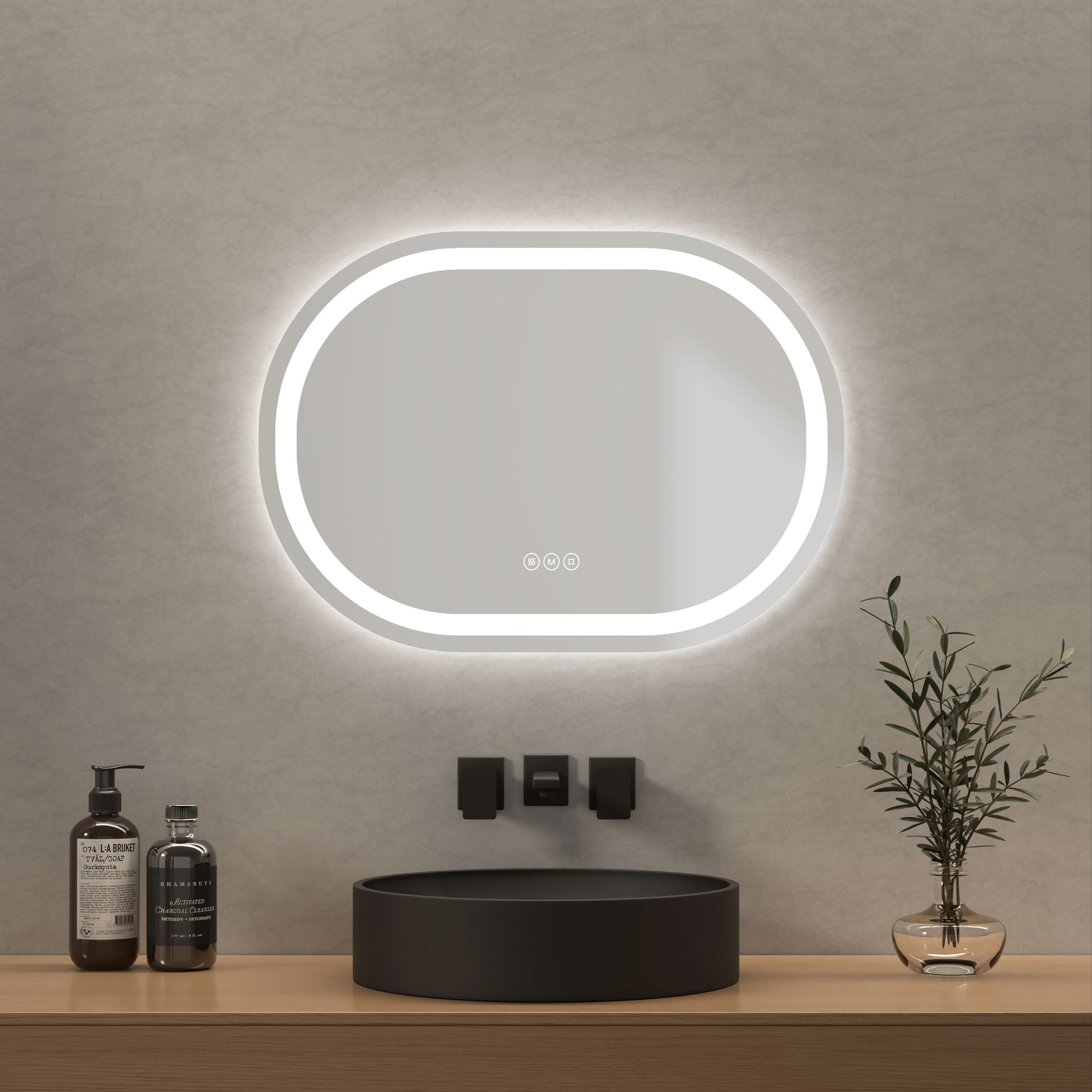 OLM06 LED Badspiegel Oval Rahmenloser HD Schminkspiegel, 3