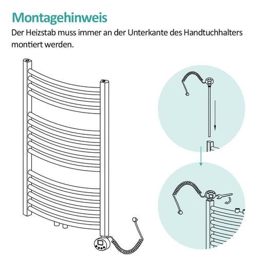 Elektrischer Heizstab mit Thermostat, LCD-Display & Timer-Funktion