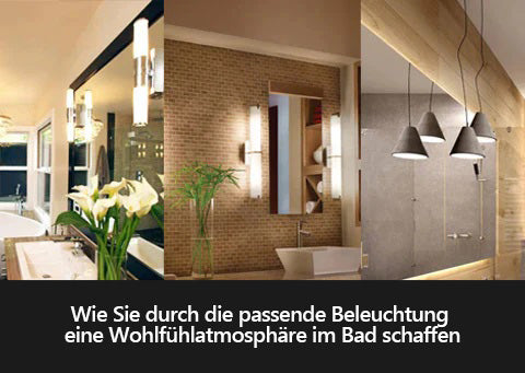 Badezimmerbeleuchtung und Armaturen, um die Atmosphäre Ihrer persönlichen Dusche zu intensivieren.