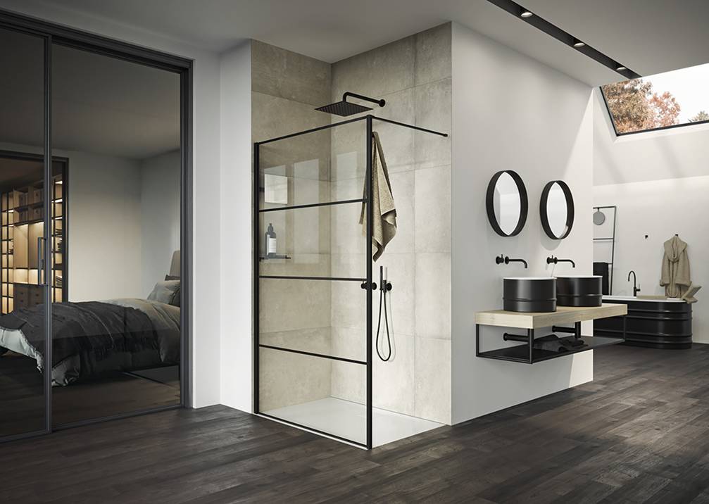 LM25 Quadratischer beleuchteter Badezimmerspiegel, Wandspiegel, viereckig,  horizontal