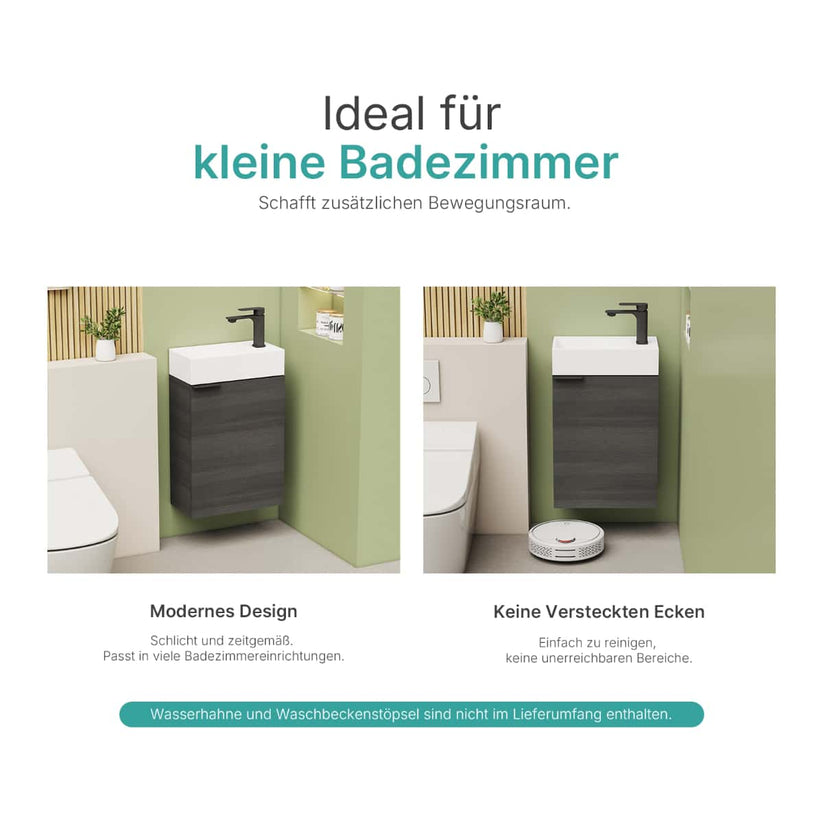 Rechteckiger Badezimmerschrank BV1 - Grau mit Holzoptik - Bild 15