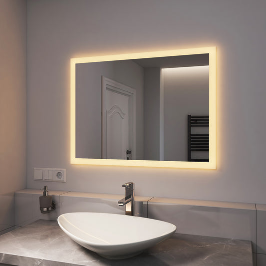 EMKE Badezimmerspiegel Warmweiss Wandmontage Badspiegel - IP44 - Wandschalter