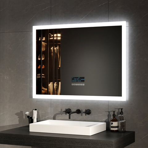 EMKE LED Badspiegel 80x60cm Wandspiegel Beleuchtung Badezimmerspiegel mit Bluetooth 4.1 Lautsprecher