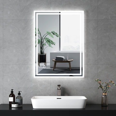 EMKE Smart Badspiegel mit Beleuchtung - Touch - Warmweiß Kaltweiß Neutral - Anti - Fog - IP44 - 60 x 80 cm