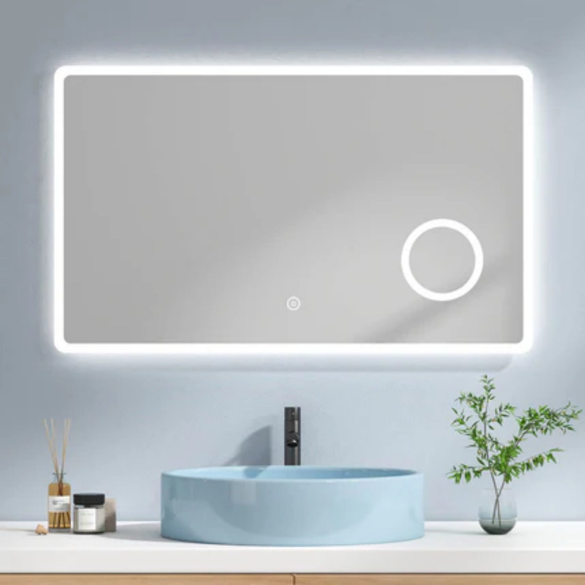 Rahmenloser LED-Spiegel mit Touch‑Bedienung