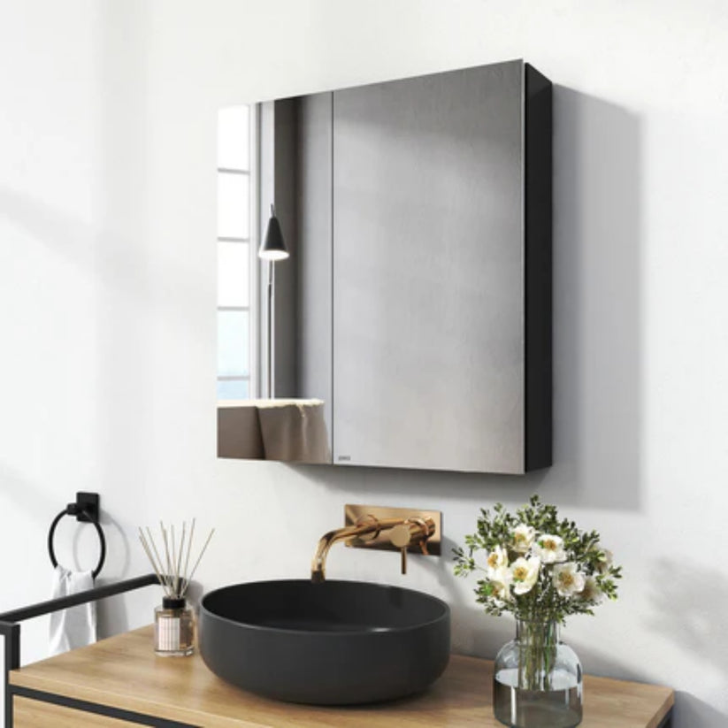 Badezimmer-Spiegelschrank MC6 - Schwarz / 60 x 65 cm - Bild 2