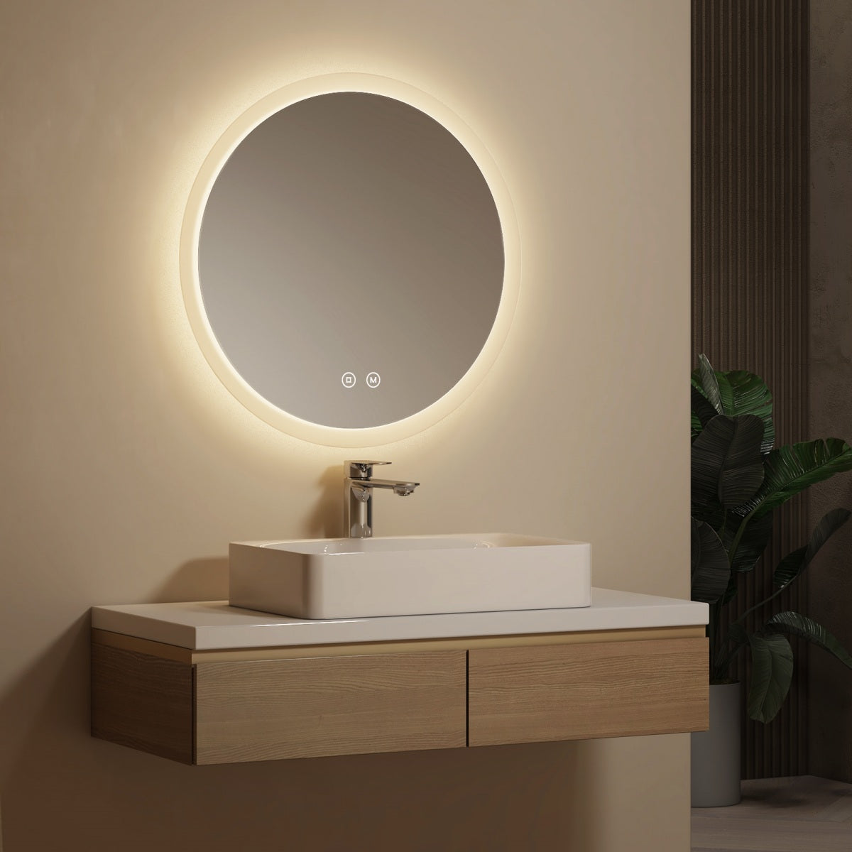 Runder LED-Badspiegel mit Anti‑Beschlagfunktion