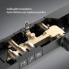 Duschsystem mit Thermostat, großer Glasablage & 3-strahliger Handbrause – Schwarz matt
