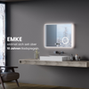 EMKE Smart Badspiegel mit Beleuchtung mit Touch, Warmweiß Kaltweiß Neutral , Anti Fog, Uhr,  60 x 80 cm