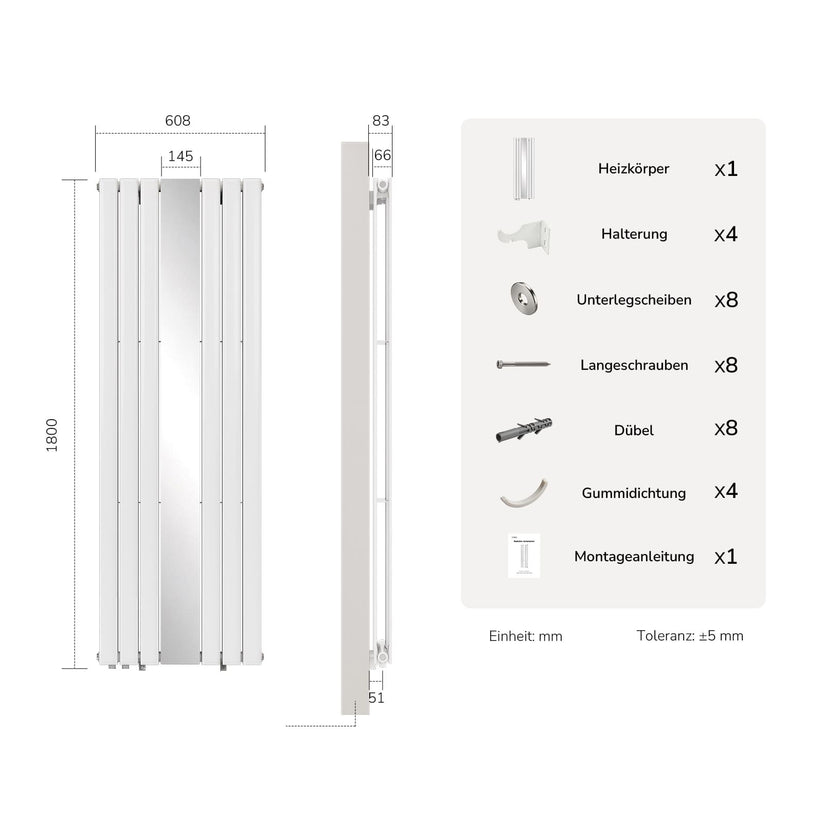 Heizkörper Mirror Flatrad MFR Vertikal - Weiß - Bild 9