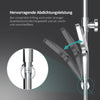 EMKE Duschsystem „F12“ – Thermostat-Duschset mit 260x260 mm Kopfbrause, Handbrause & Einhebelsteuerung, Aufputz, Chrom