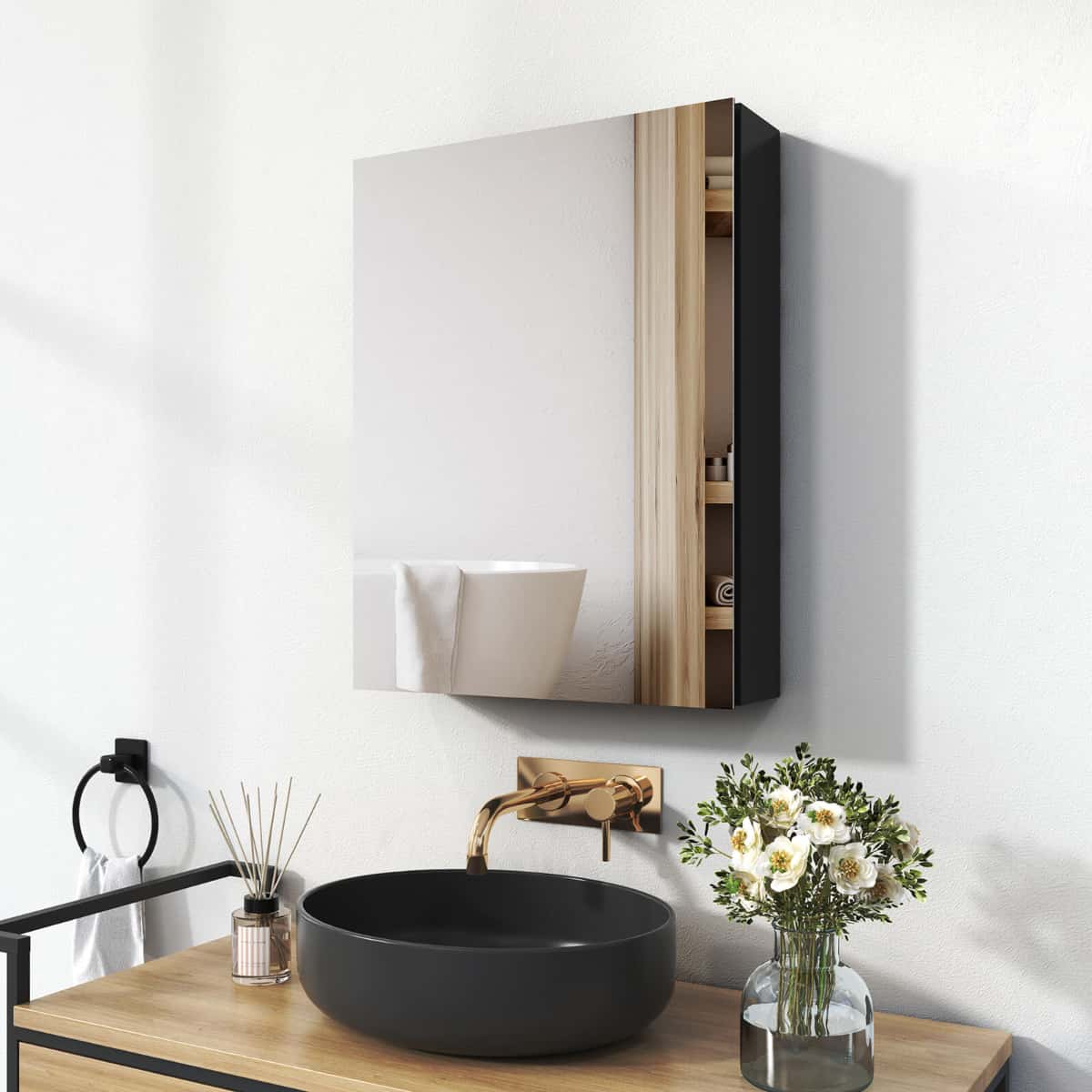 Bad-Spiegelschrank mit Soft-Close & kupferfreiem Spiegel, 50 × 65 cm