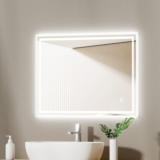 EMKE Badspiegel mit Beleuchtung "LeeMi Ω Pro" 60x80cm Touch Schalter, 3 Lichtfarben, Antibeschlag